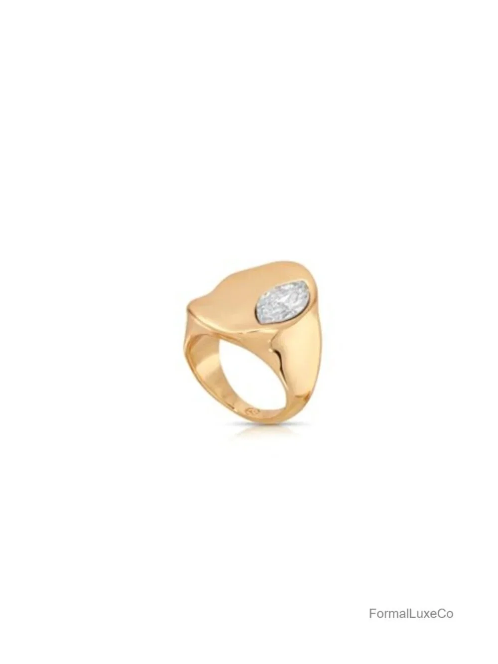 18k Gold Plated Statement Ring for Women, Crystal Ring, Size 7, Bold Jewelry
